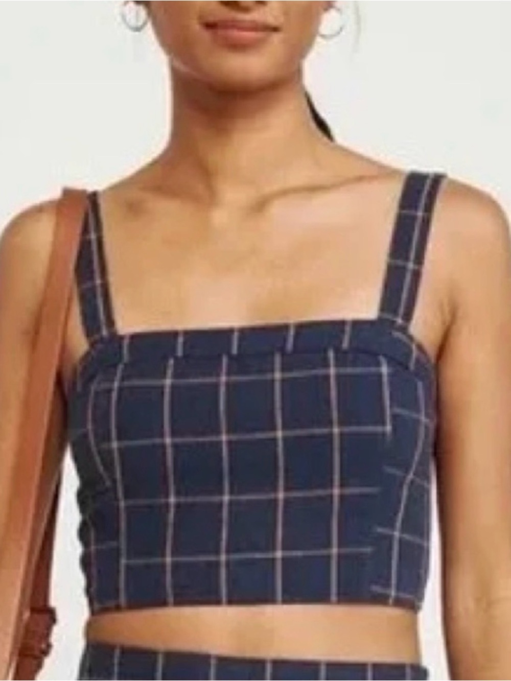 Abercrombie & Fitch Navy Plaid Cropped Tank